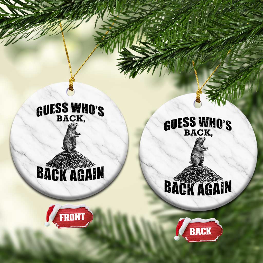 Funny Groundhog Day Ceramic Ornament Retro Guess Whos Back - Wonder Print Shop