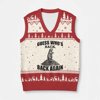 Funny Groundhog Day V-Neck Knit Sweater Vest Retro Guess Whos Back - Wonder Print Shop