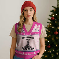 Funny Groundhog Day V-Neck Knit Sweater Vest Retro Guess Whos Back - Wonder Print Shop