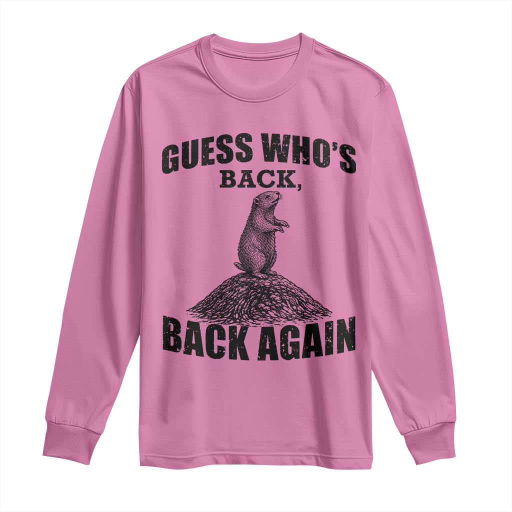 Funny Groundhog Day Long Sleeve Shirt Retro Guess Whos Back - Wonder Print Shop
