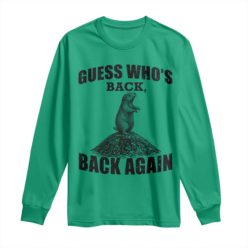 Funny Groundhog Day Long Sleeve Shirt Retro Guess Whos Back - Wonder Print Shop