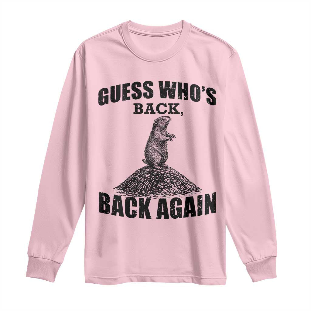 Funny Groundhog Day Long Sleeve Shirt Retro Guess Whos Back - Wonder Print Shop