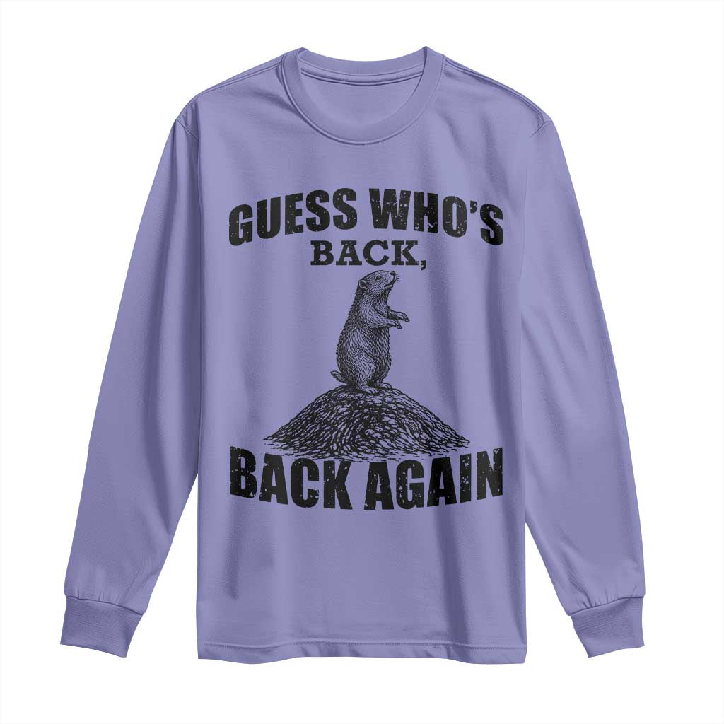 Funny Groundhog Day Long Sleeve Shirt Retro Guess Whos Back - Wonder Print Shop
