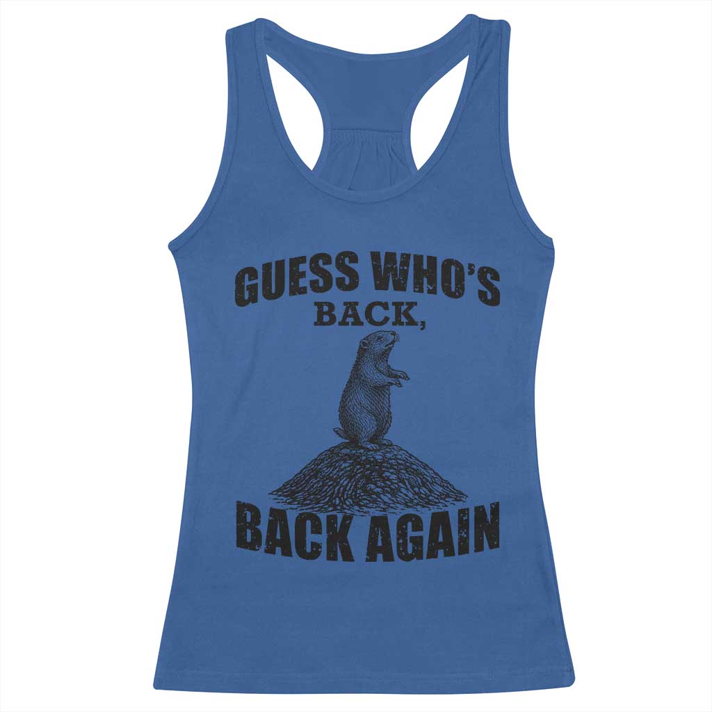 Funny Groundhog Day Racerback Tank Top Retro Guess Whos Back - Wonder Print Shop