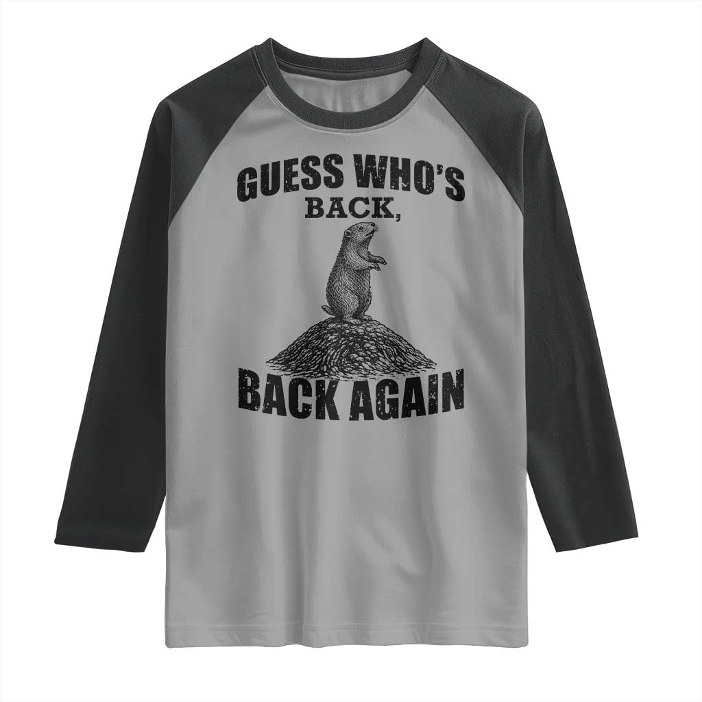 Funny Groundhog Day Raglan Shirt Retro Guess Whos Back - Wonder Print Shop
