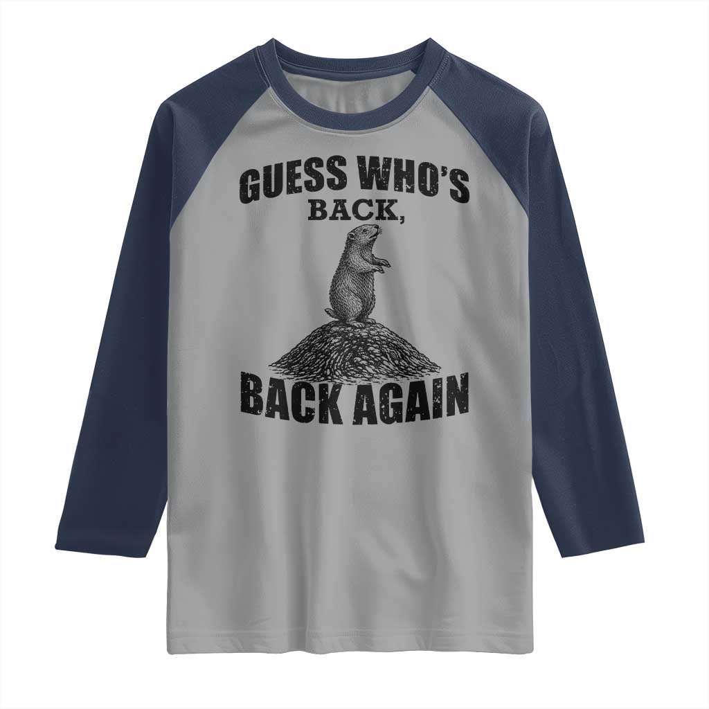 Funny Groundhog Day Raglan Shirt Retro Guess Whos Back - Wonder Print Shop