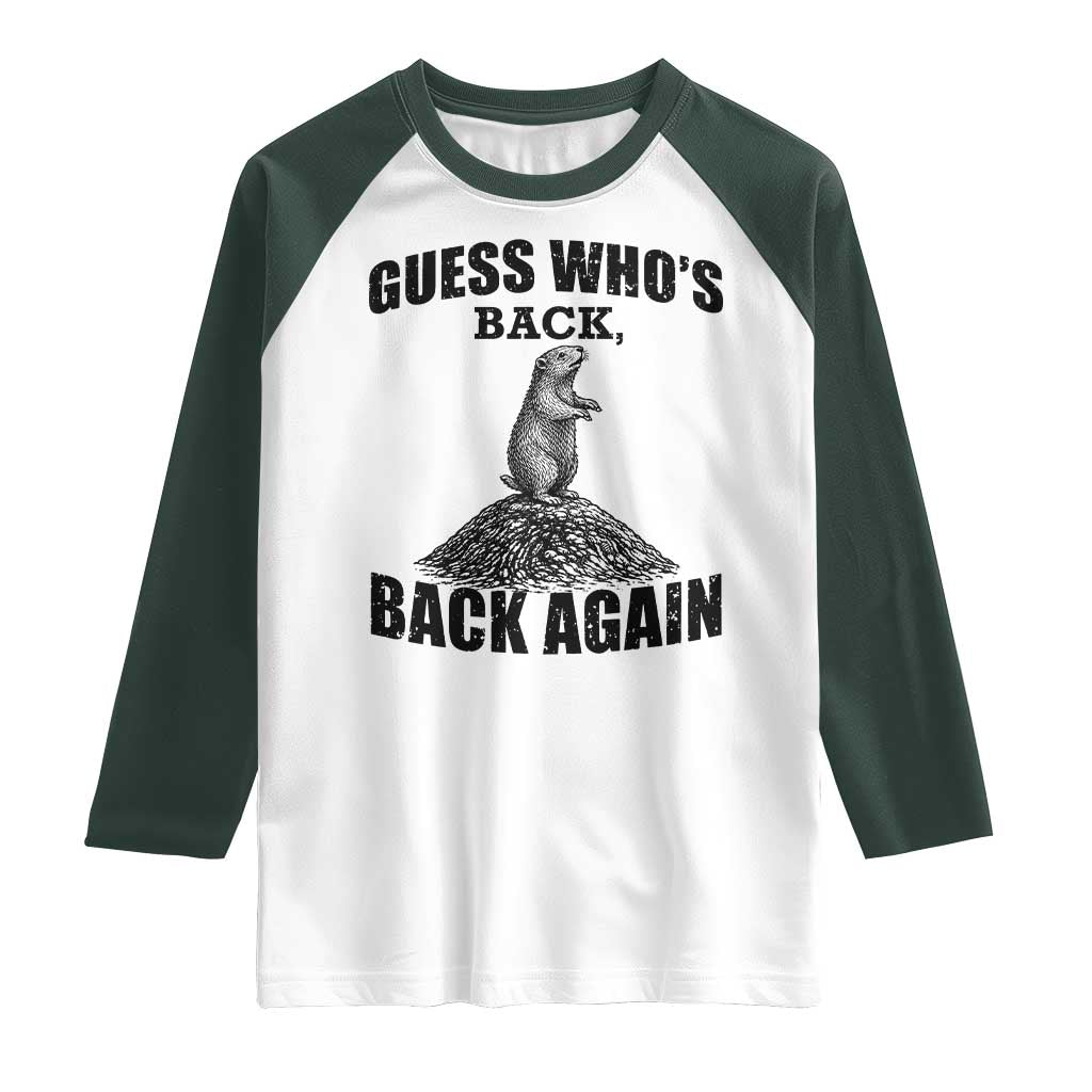 Funny Groundhog Day Raglan Shirt Retro Guess Whos Back - Wonder Print Shop