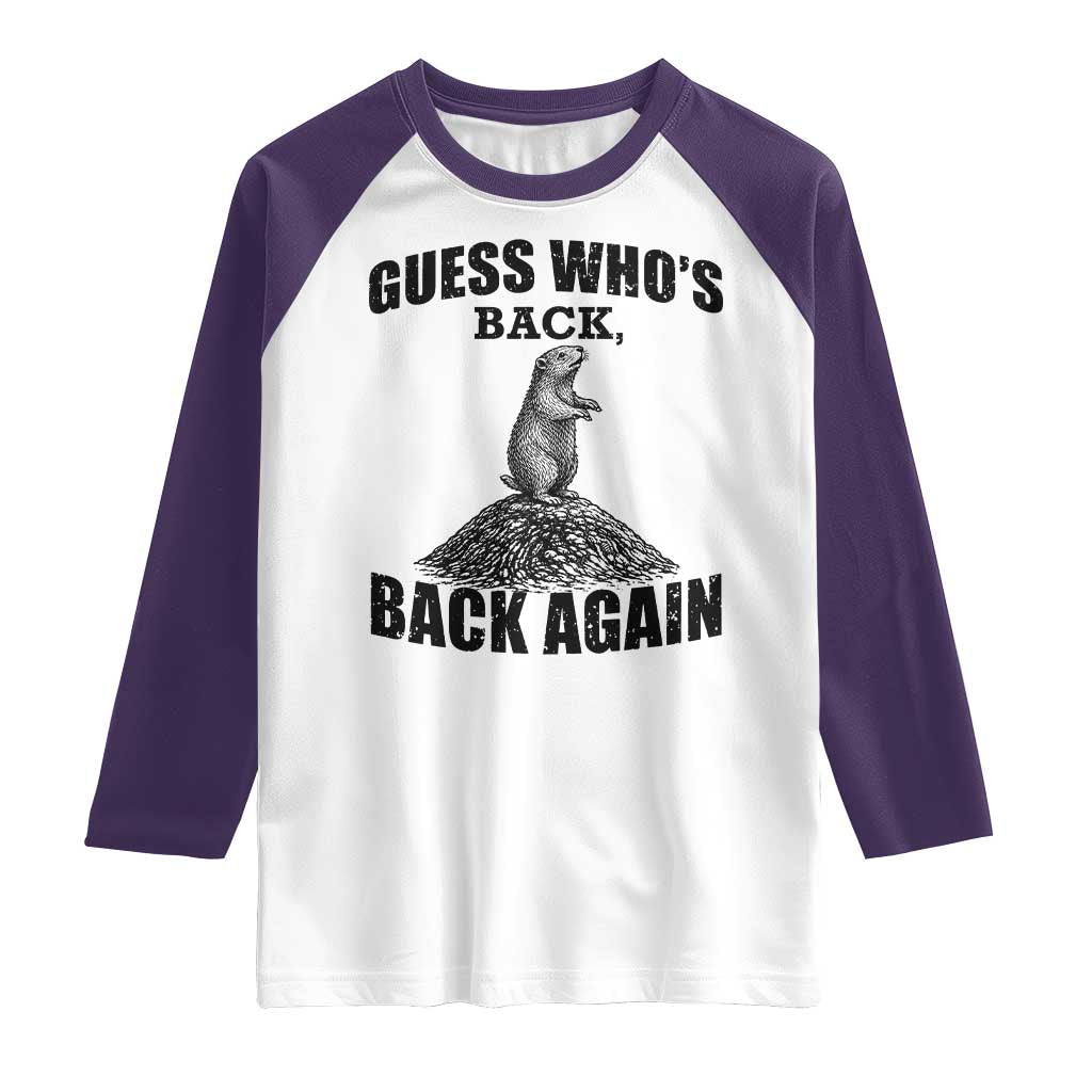 Funny Groundhog Day Raglan Shirt Retro Guess Whos Back - Wonder Print Shop