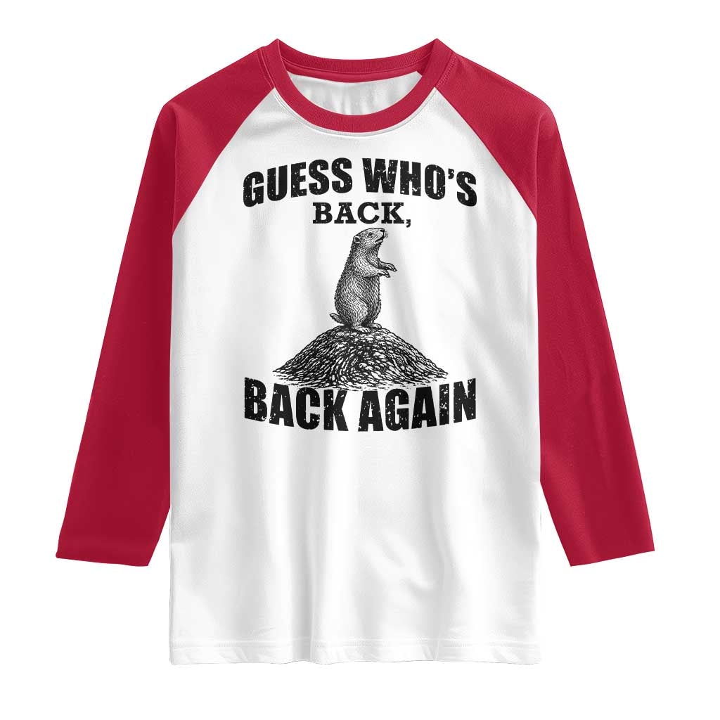 Funny Groundhog Day Raglan Shirt Retro Guess Whos Back - Wonder Print Shop