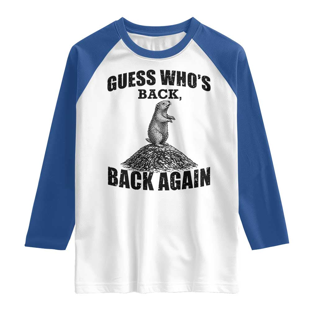 Funny Groundhog Day Raglan Shirt Retro Guess Whos Back - Wonder Print Shop
