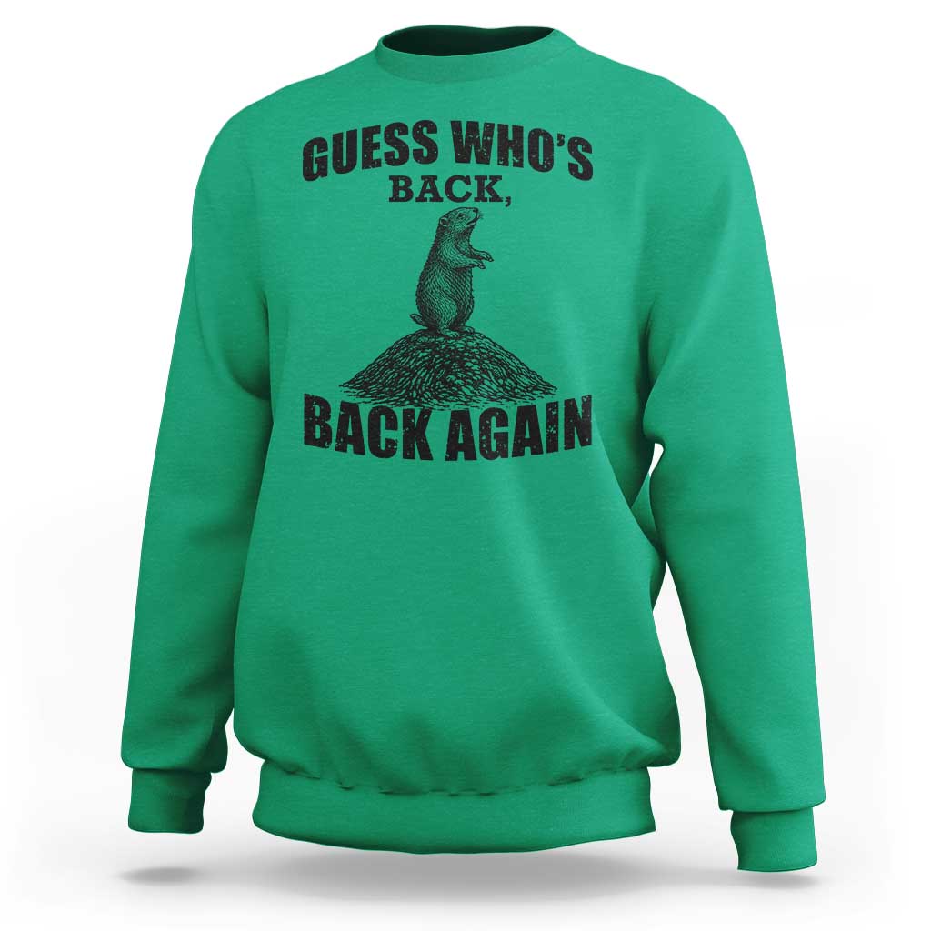 Funny Groundhog Day Sweatshirt Retro Guess Whos Back - Wonder Print Shop