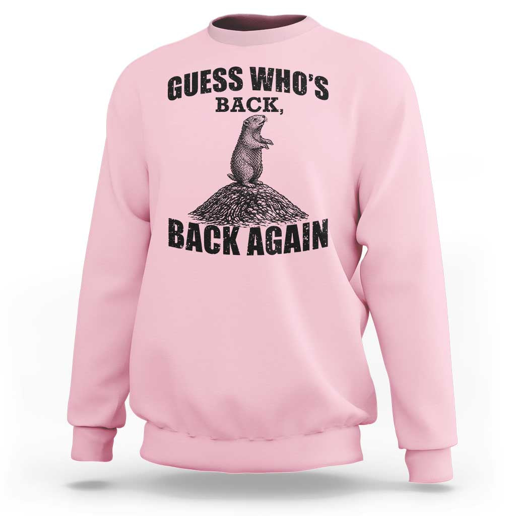 Funny Groundhog Day Sweatshirt Retro Guess Whos Back - Wonder Print Shop