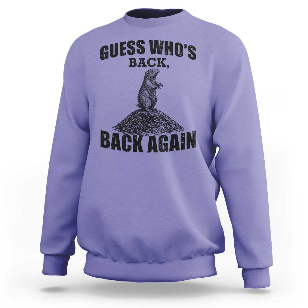 Funny Groundhog Day Sweatshirt Retro Guess Whos Back - Wonder Print Shop