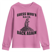 Funny Groundhog Day Youth Sweatshirt Retro Guess Whos Back - Wonder Print Shop