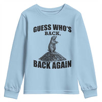 Funny Groundhog Day Youth Sweatshirt Retro Guess Whos Back - Wonder Print Shop