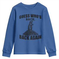 Funny Groundhog Day Youth Sweatshirt Retro Guess Whos Back - Wonder Print Shop