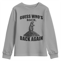 Funny Groundhog Day Youth Sweatshirt Retro Guess Whos Back - Wonder Print Shop