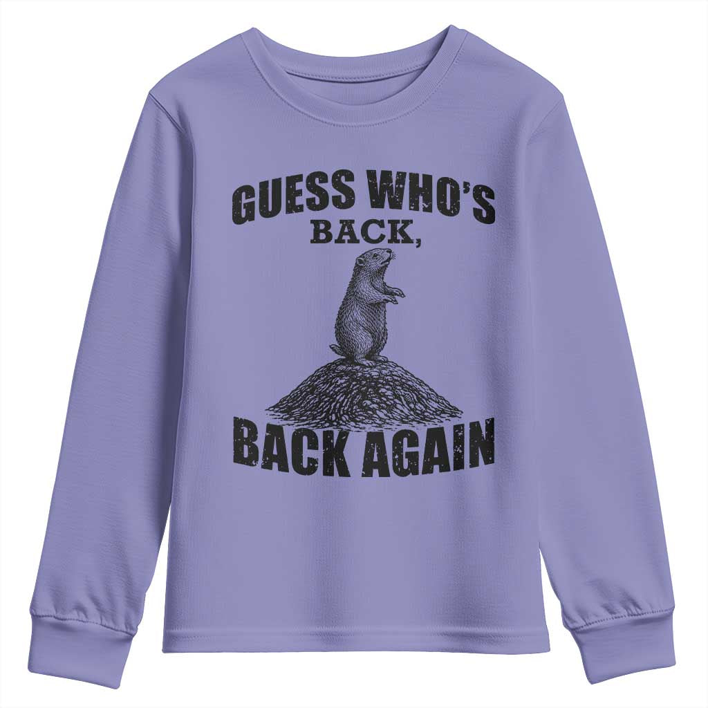 Funny Groundhog Day Youth Sweatshirt Retro Guess Whos Back - Wonder Print Shop