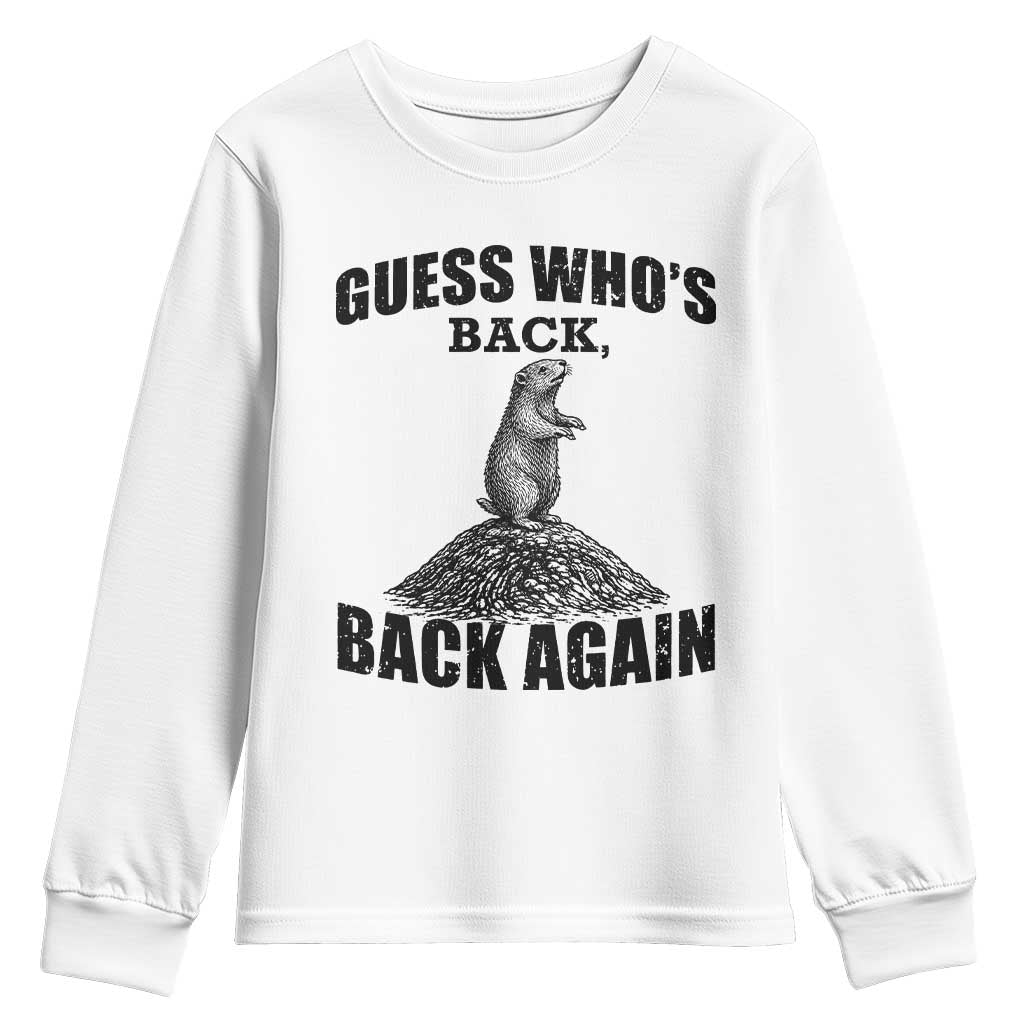 Funny Groundhog Day Youth Sweatshirt Retro Guess Whos Back - Wonder Print Shop