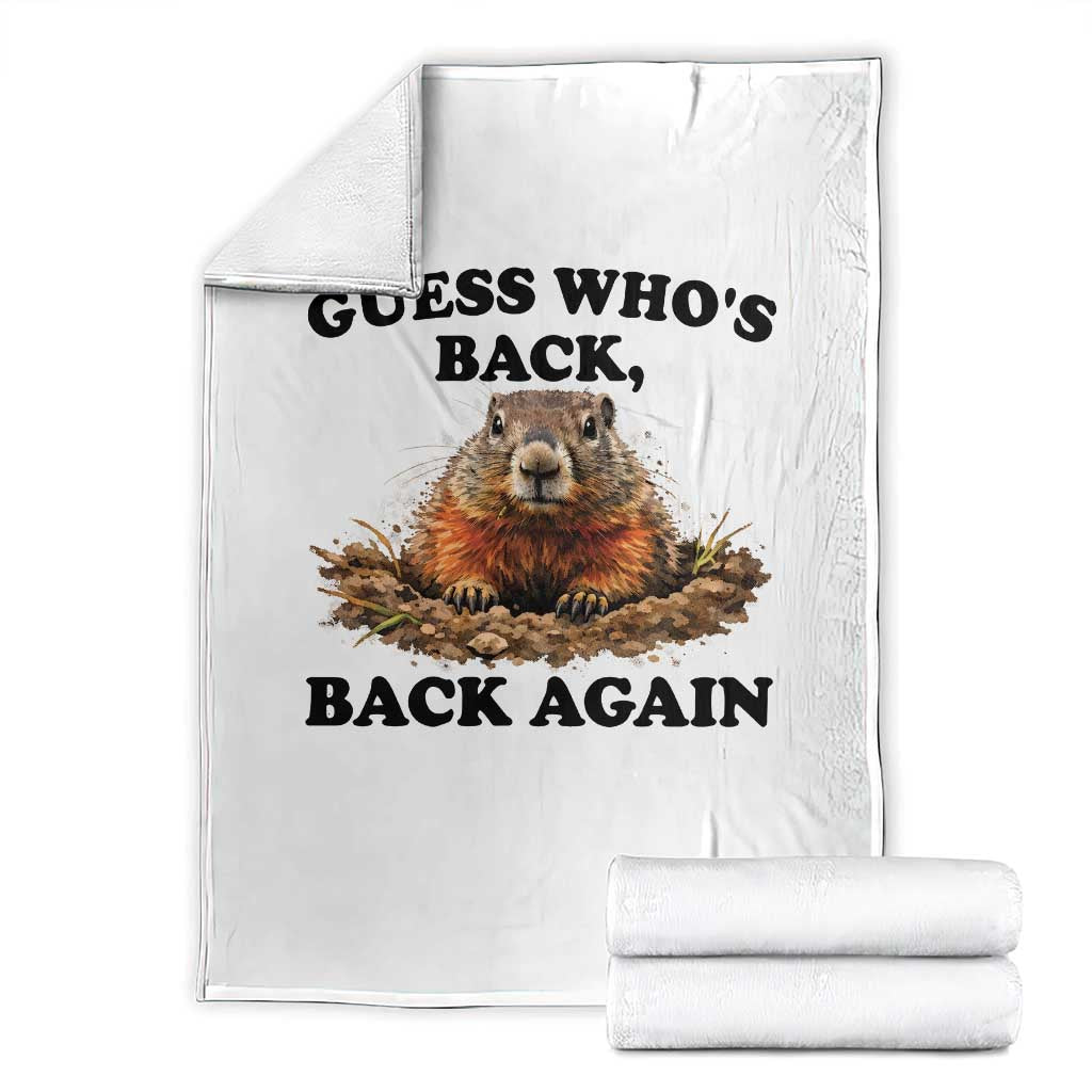 Groundhog Day Throw Blanket Funny Woodchuck Guess Whos Back - Wonder Print Shop