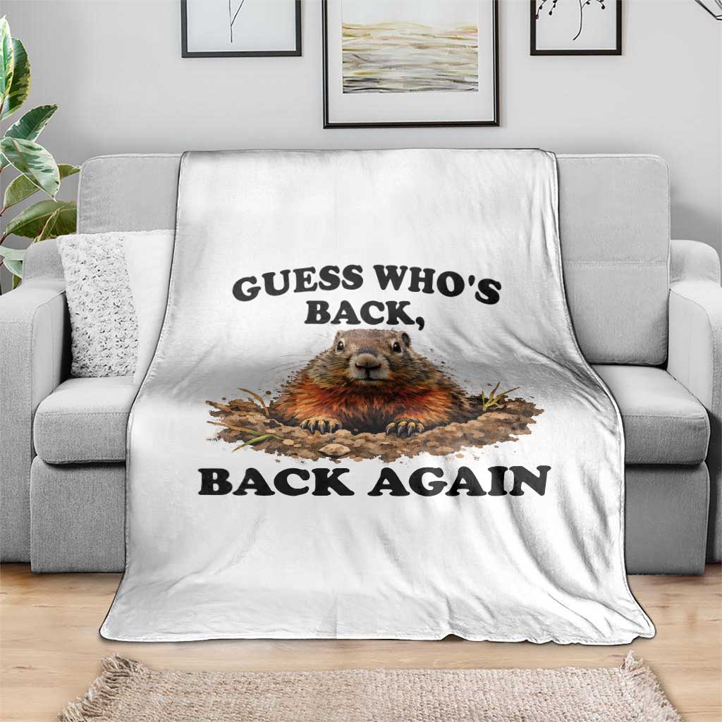 Groundhog Day Throw Blanket Funny Woodchuck Guess Whos Back - Wonder Print Shop