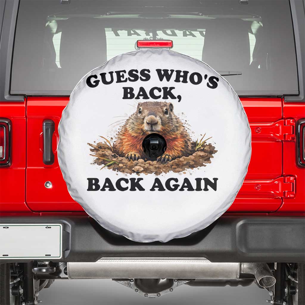 Groundhog Day Spare Tire Cover Funny Woodchuck Guess Whos Back - Wonder Print Shop