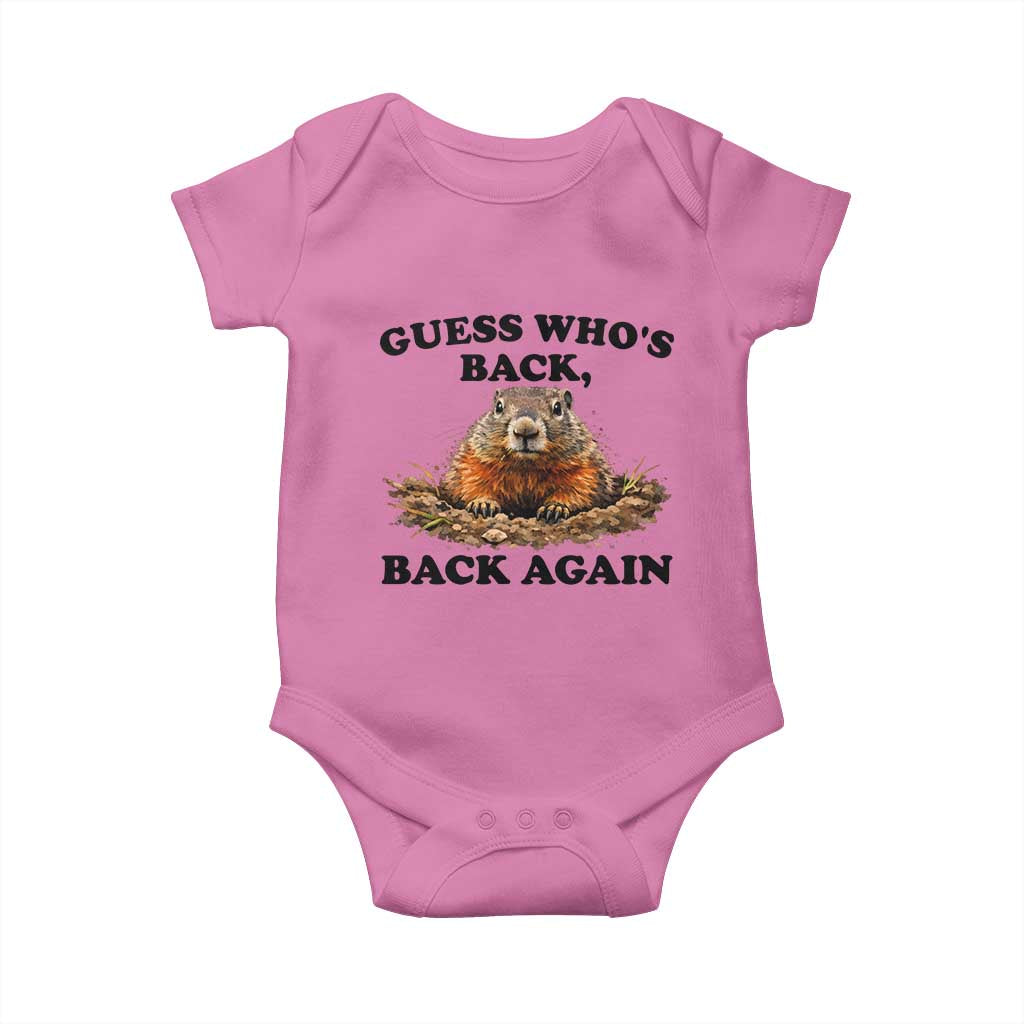Groundhog Day Baby Onesie Funny Woodchuck Guess Whos Back - Wonder Print Shop