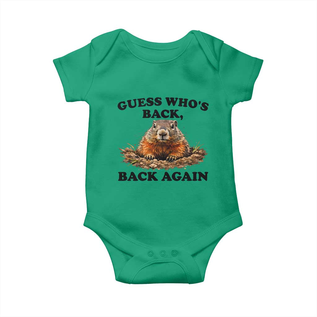 Groundhog Day Baby Onesie Funny Woodchuck Guess Whos Back - Wonder Print Shop
