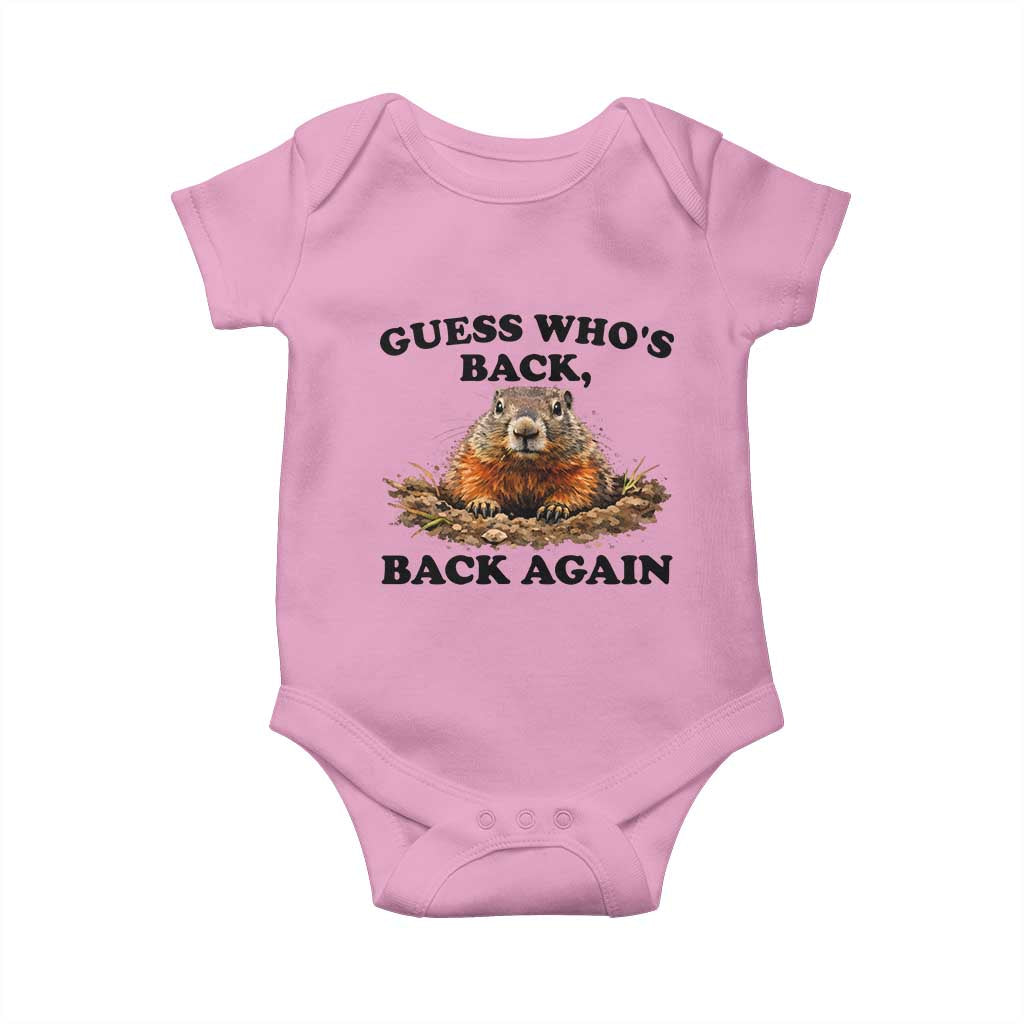 Groundhog Day Baby Onesie Funny Woodchuck Guess Whos Back - Wonder Print Shop