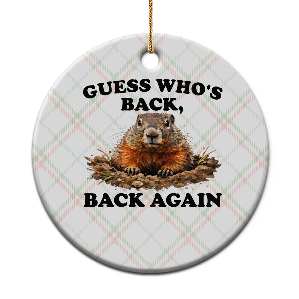 Groundhog Day Ceramic Ornament Funny Woodchuck Guess Whos Back - Wonder Print Shop