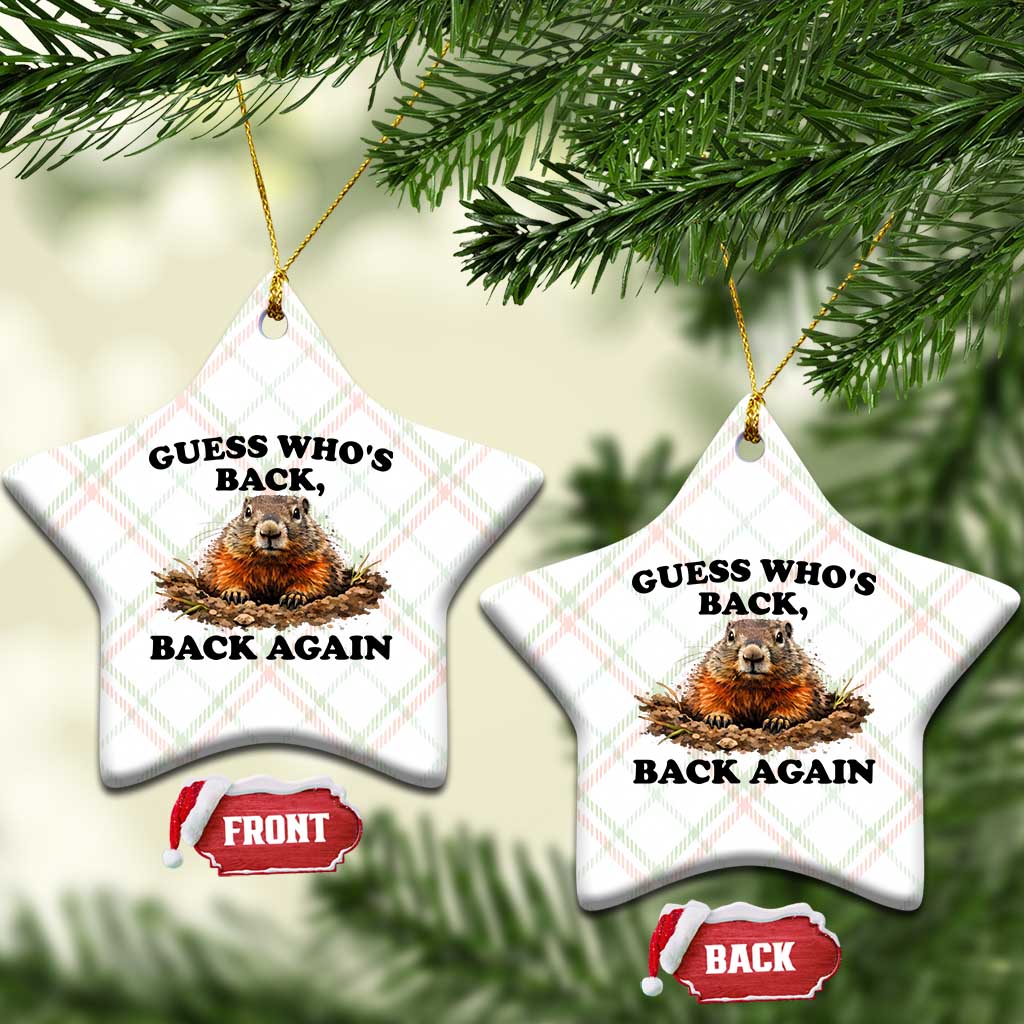 Groundhog Day Ceramic Ornament Funny Woodchuck Guess Whos Back - Wonder Print Shop