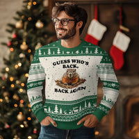 Groundhog Day Ugly Christmas Sweater Funny Woodchuck Guess Whos Back - Wonder Print Shop