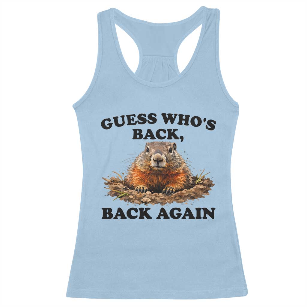 Groundhog Day Racerback Tank Top Funny Woodchuck Guess Whos Back - Wonder Print Shop