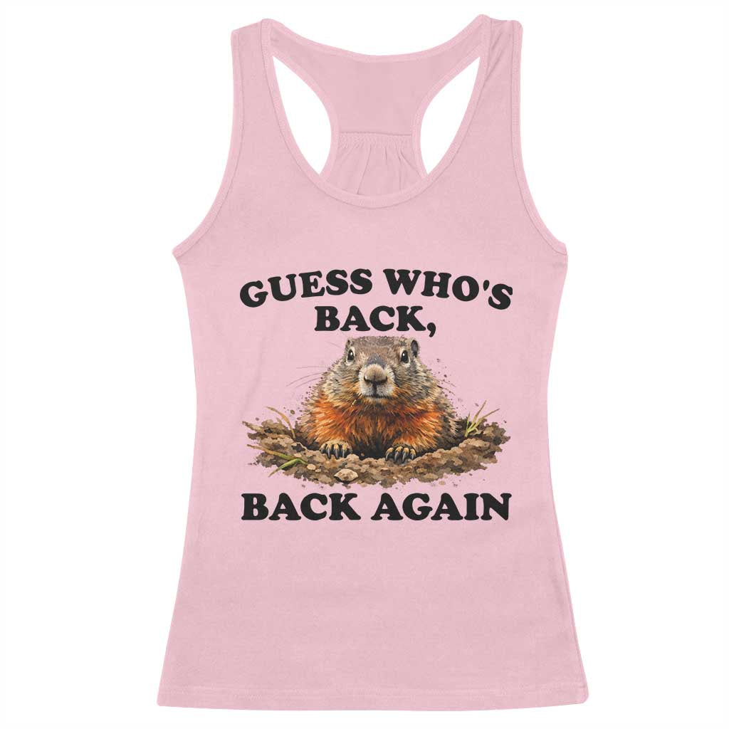 Groundhog Day Racerback Tank Top Funny Woodchuck Guess Whos Back - Wonder Print Shop
