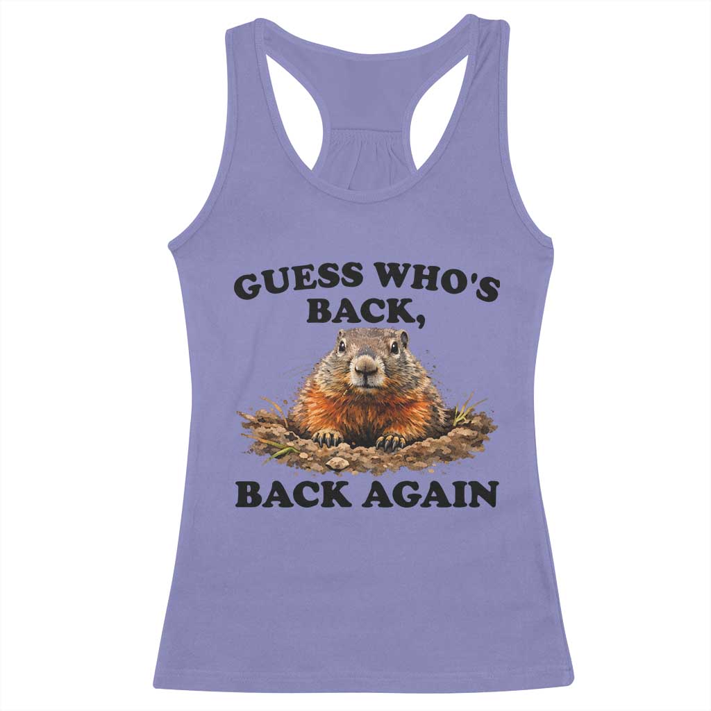 Groundhog Day Racerback Tank Top Funny Woodchuck Guess Whos Back - Wonder Print Shop