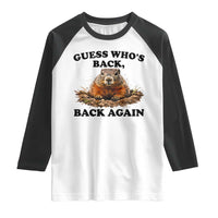 Groundhog Day Raglan Shirt Funny Woodchuck Guess Whos Back - Wonder Print Shop