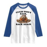 Groundhog Day Raglan Shirt Funny Woodchuck Guess Whos Back - Wonder Print Shop