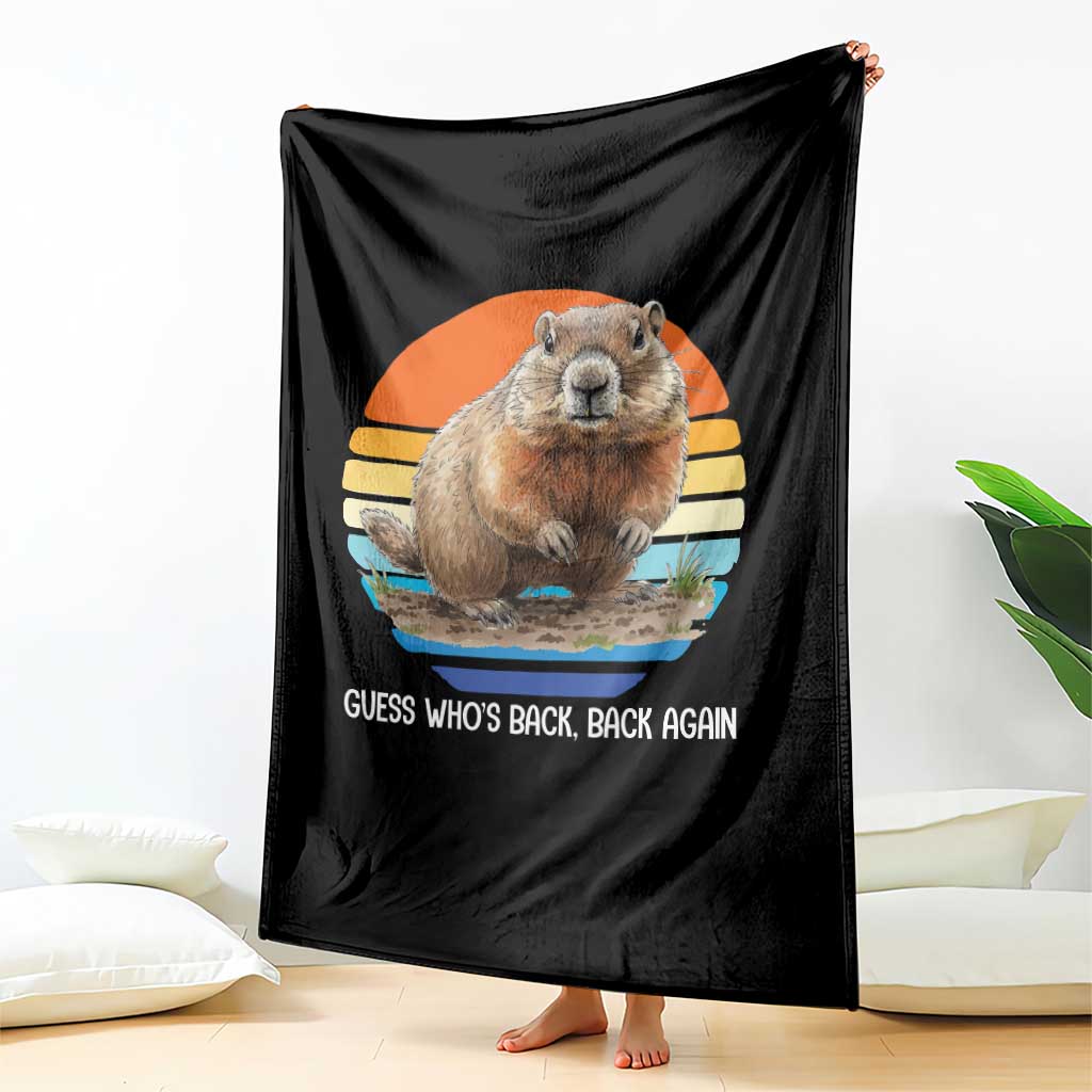 Groundhog Day Throw Blanket Retro Vintage Funny Woodchuck Guess Whos Back - Wonder Print Shop