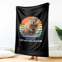 Groundhog Day Throw Blanket Retro Vintage Funny Woodchuck Guess Whos Back - Wonder Print Shop