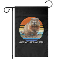Groundhog Day Garden Flag Retro Vintage Funny Woodchuck Guess Whos Back - Wonder Print Shop