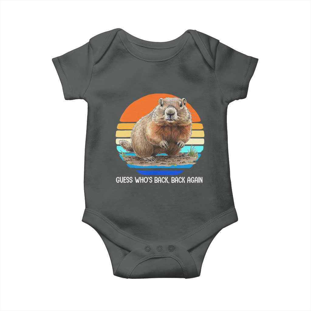 Groundhog Day Baby Onesie Retro Vintage Funny Woodchuck Guess Whos Back - Wonder Print Shop