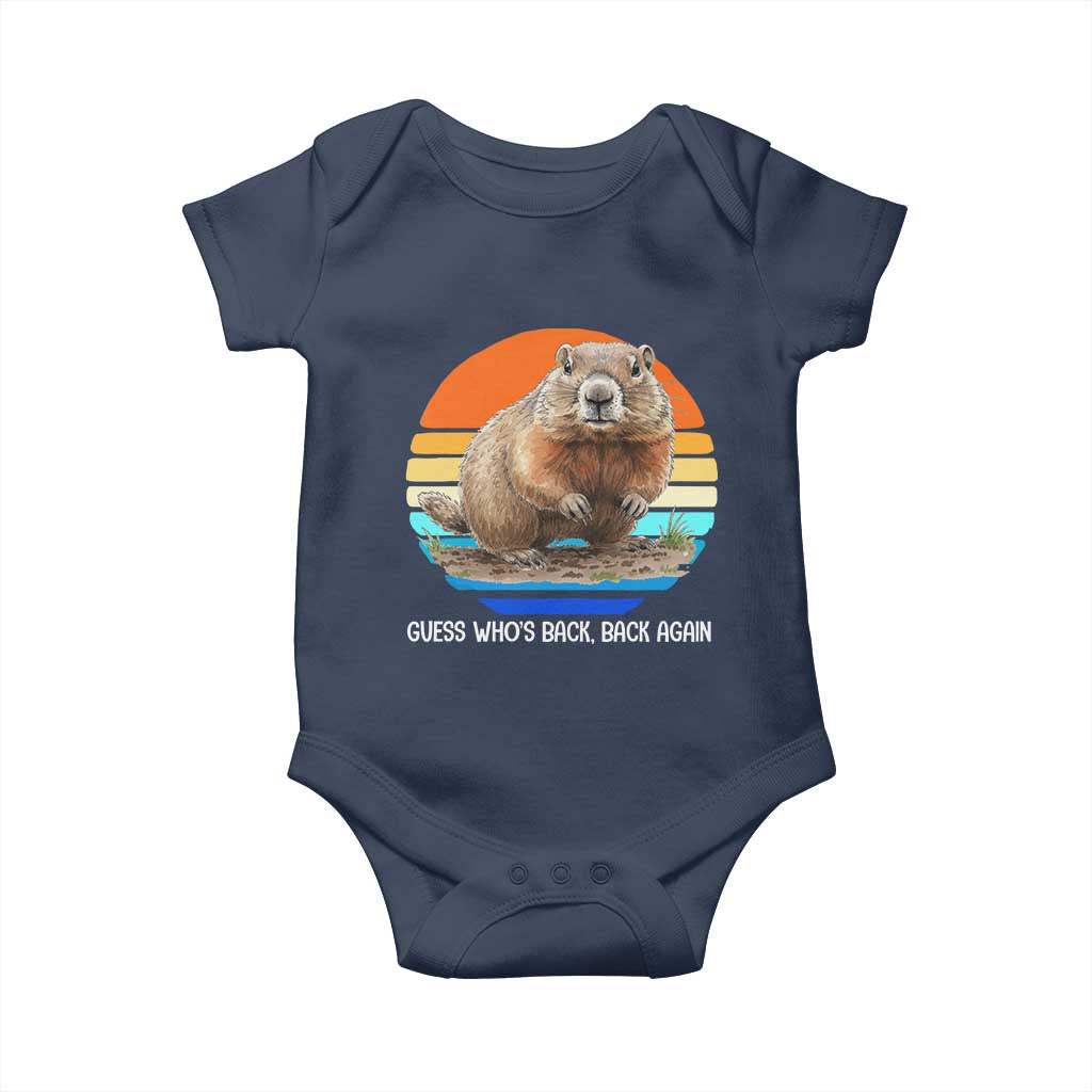 Groundhog Day Baby Onesie Retro Vintage Funny Woodchuck Guess Whos Back - Wonder Print Shop