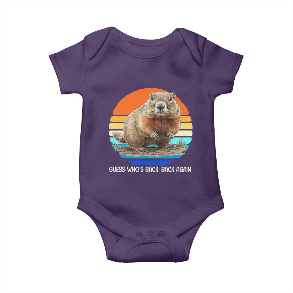 Groundhog Day Baby Onesie Retro Vintage Funny Woodchuck Guess Whos Back - Wonder Print Shop