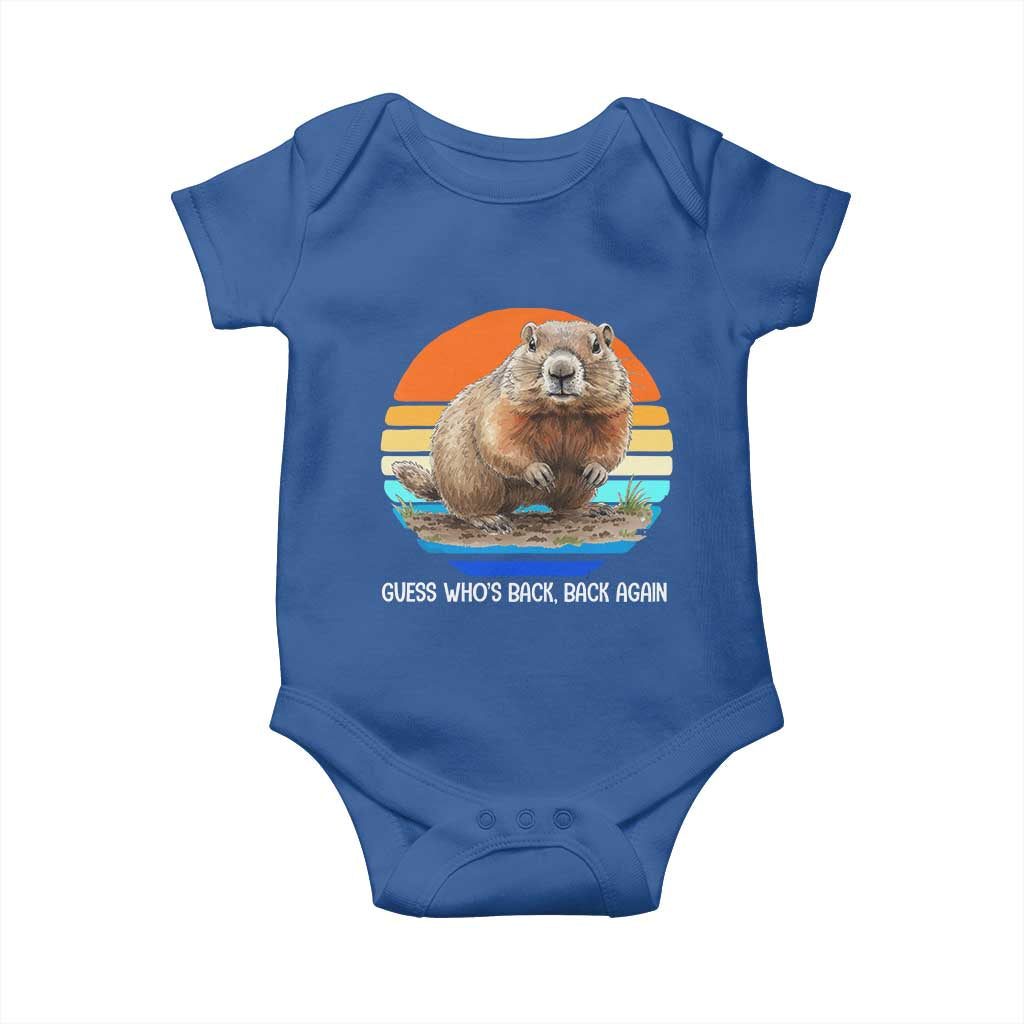 Groundhog Day Baby Onesie Retro Vintage Funny Woodchuck Guess Whos Back - Wonder Print Shop