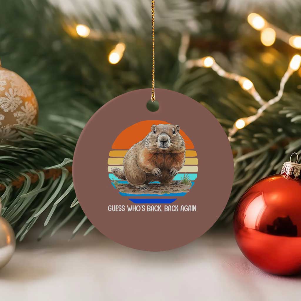 Groundhog Day Ceramic Ornament Retro Vintage Funny Woodchuck Guess Whos Back - Wonder Print Shop
