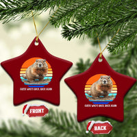 Groundhog Day Ceramic Ornament Retro Vintage Funny Woodchuck Guess Whos Back - Wonder Print Shop