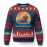 Groundhog Day Ugly Christmas Sweater Retro Vintage Funny Woodchuck Guess Whos Back - Wonder Print Shop