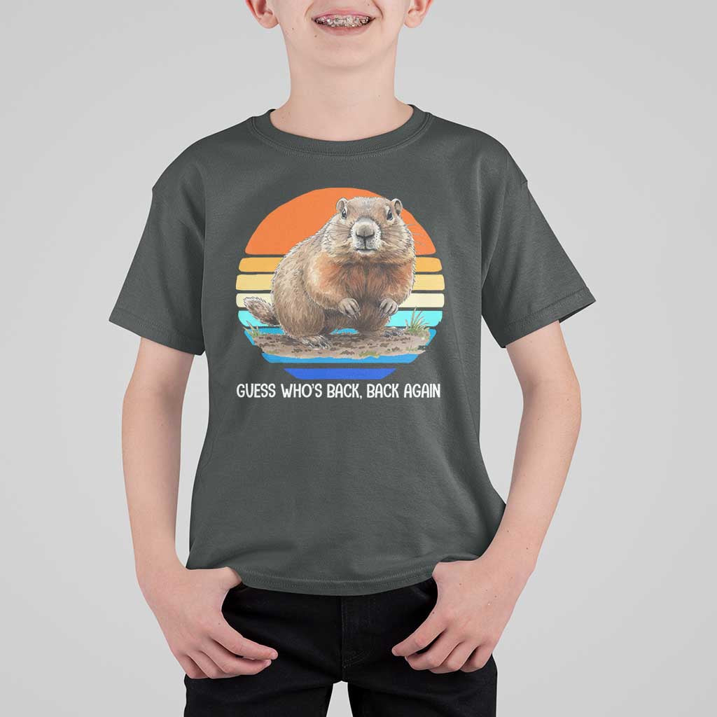 Groundhog Day T Shirt For Kid Retro Vintage Funny Woodchuck Guess Whos Back - Wonder Print Shop