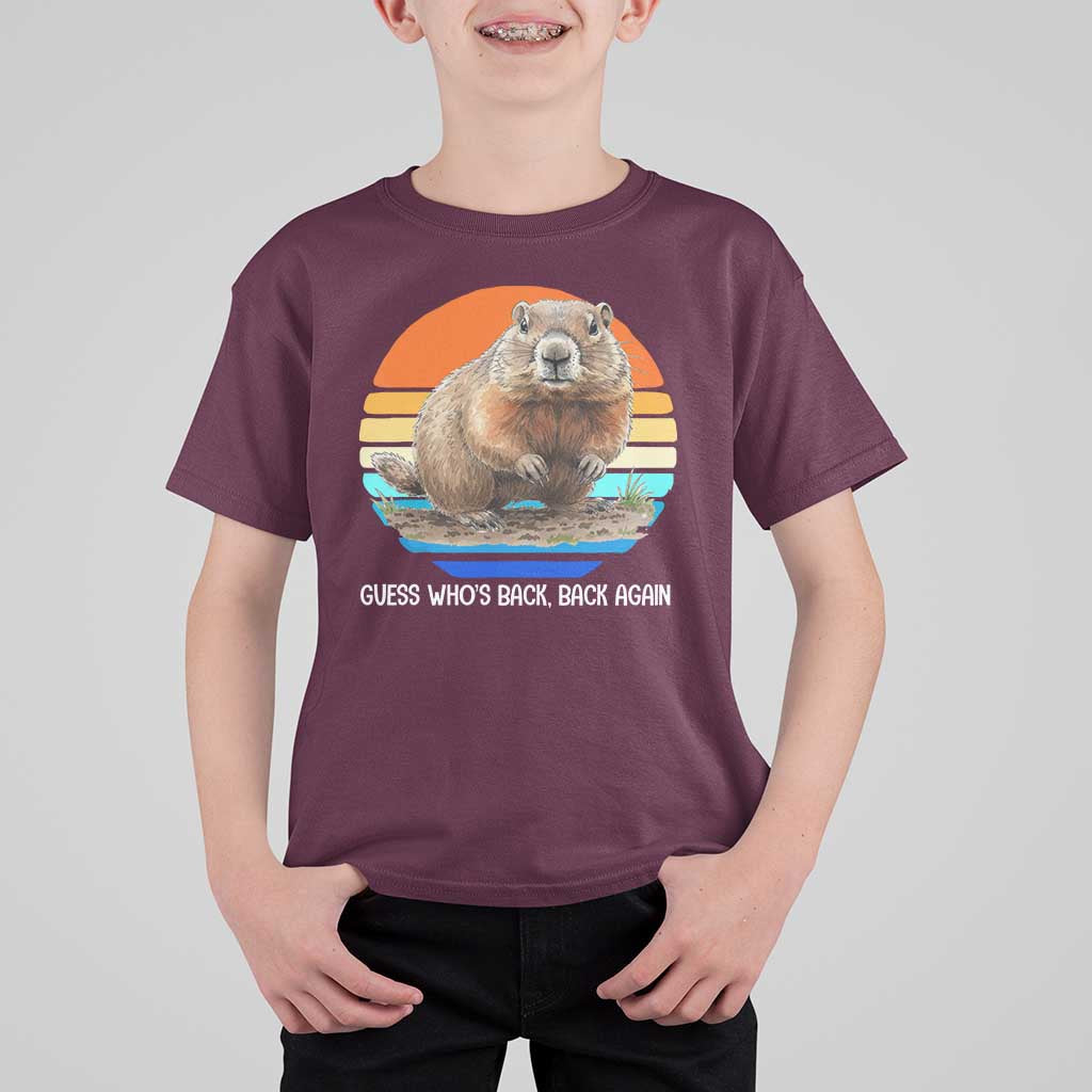 Groundhog Day T Shirt For Kid Retro Vintage Funny Woodchuck Guess Whos Back - Wonder Print Shop