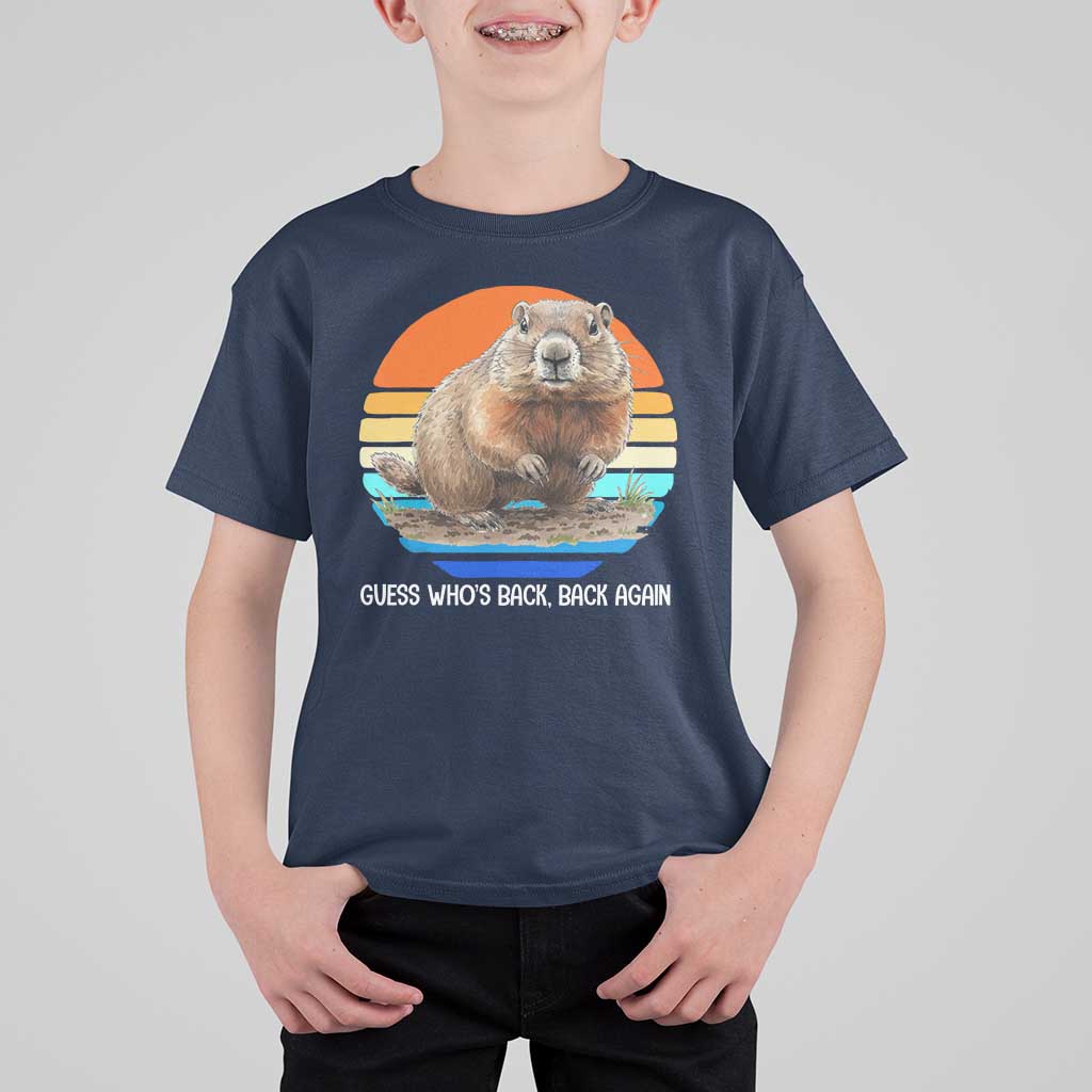 Groundhog Day T Shirt For Kid Retro Vintage Funny Woodchuck Guess Whos Back - Wonder Print Shop